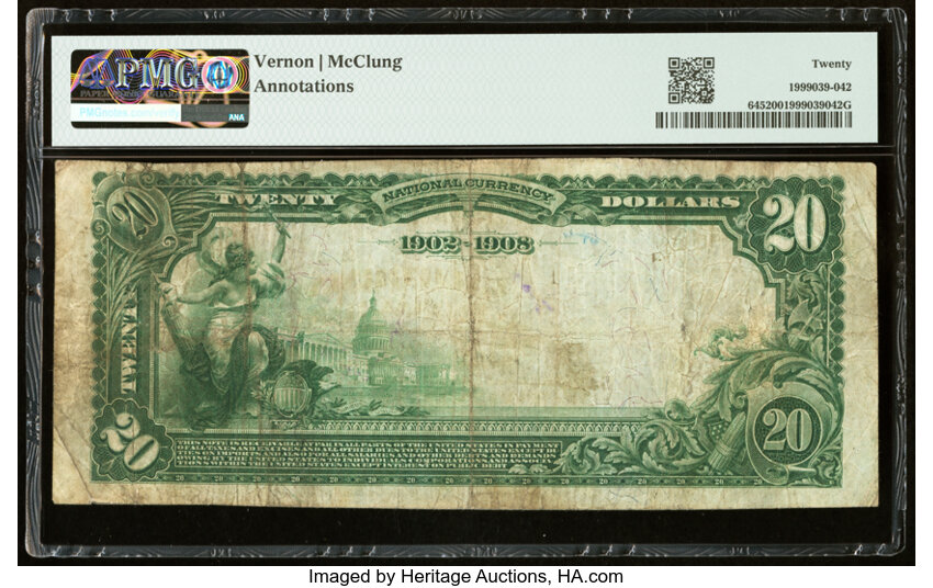 image for: Santa Ana, CA - $20 1902 Date Back Fr. 645 The California National Bank Ch. # (P)9904 PMG Very Fine 20....
