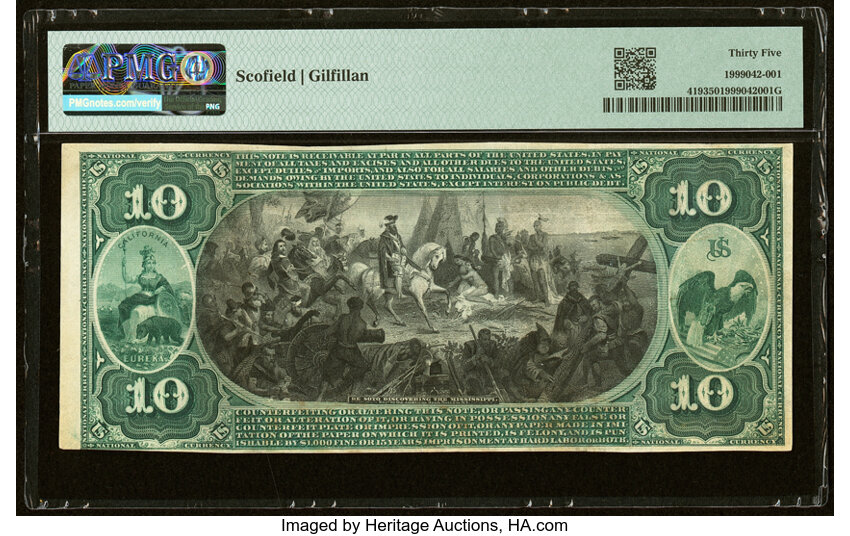 image for: Oakland, CA - $10 1875 Fr. 419 The Union National Bank Ch. # 2266 PMG Choice Very Fine 35....