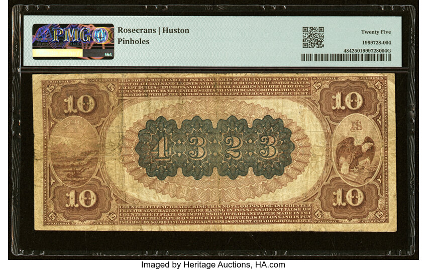 image for: Boulder Valley, MT - $10 1882 Brown Back Fr. 484 The First National Bank Ch. # 4323 PMG Very Fine 25....
