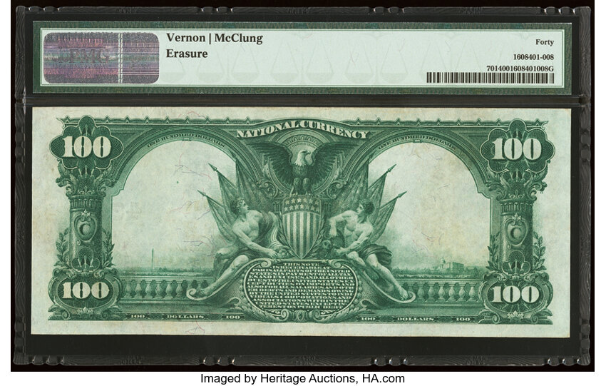 image for: Muskogee, OK - $100 1902 Plain Back Fr. 701 The First National Bank Ch. # 4385 PMG Extremely Fine 40....