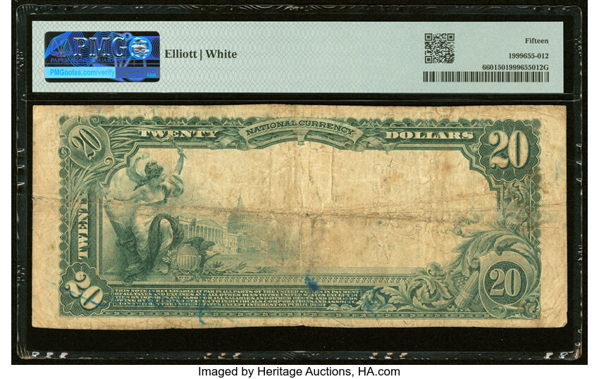 image for: Moore, OK - $20 1902 Plain Back Fr. 660 The First National Bank Ch. # (W)12035 PMG Choice Fine 15....
