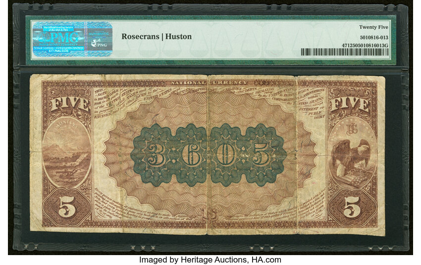 image for: Livingston, MT - $5 1882 Brown Back Fr. 471 The National Park Bank Ch. # 3605 PMG Very Fine 25....