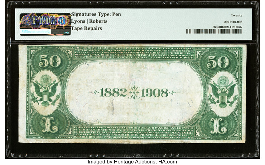 image for: Santa Barbara, CA - $50 1882 Date Back Fr. 563 The Santa Barbara County National Bank Ch. # (P)2456 PMG Very Fine 20....