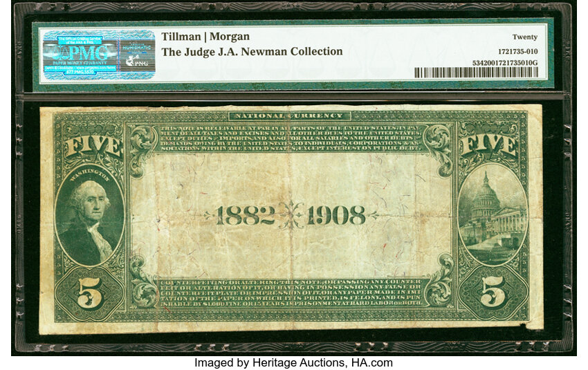 image for: Salinas, CA - $5 1882 Date Back Fr. 534 The First National Bank Ch. # (P)5074 PMG Very Fine 20....