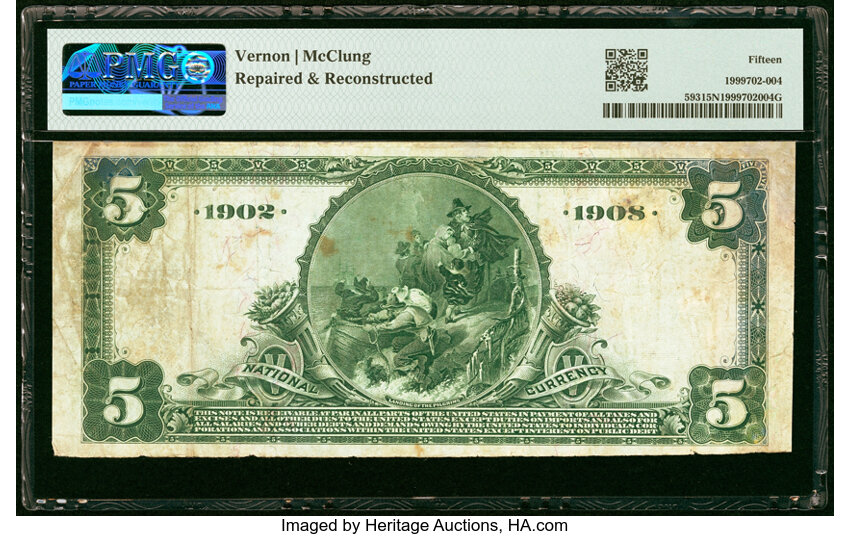 image for: Santa Fe, NM - $5 1902 Date Back Fr. 593 The First National Bank Ch. # (W)1750 PMG Choice Fine 15 Net....