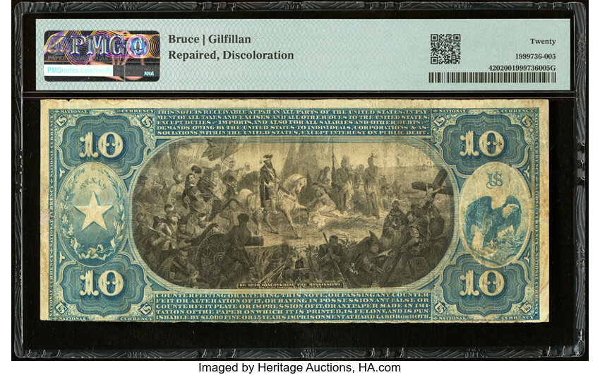 image for: Fort Worth, TX - $10 1875 Fr. 420 The Traders National Bank Ch. # 2689 PMG Very Fine 20....
