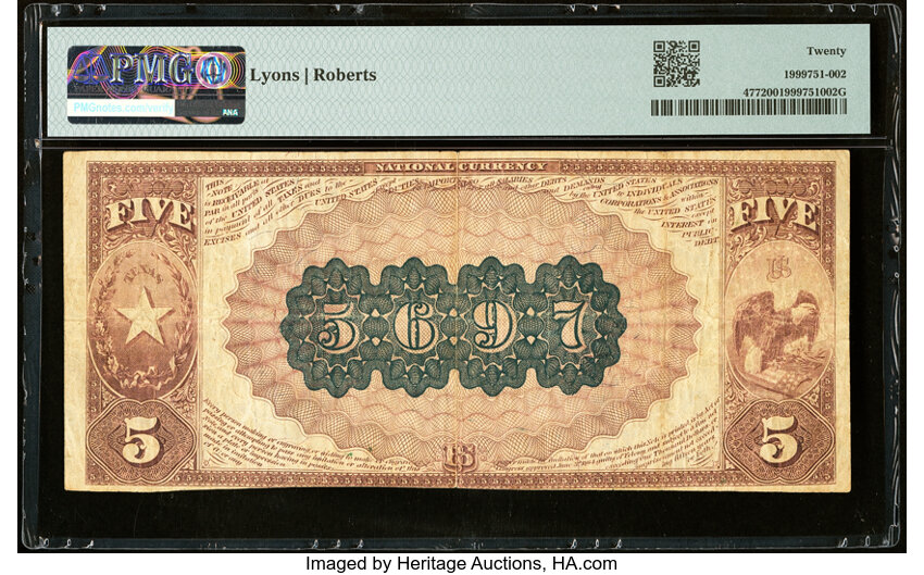 image for: Mexia, TX - $5 1882 Brown Back Fr. 477 The Citizens National Bank Ch. # 5697 PMG Very Fine 20....