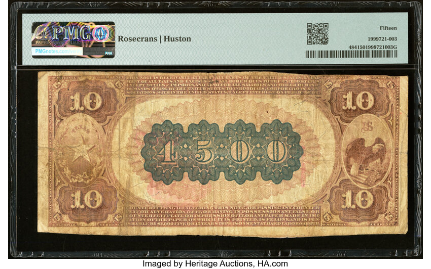image for: Cooper, TX - $10 1882 Brown Back Fr. 484 The First National Bank Ch. # 4500 PMG Choice Fine 15....