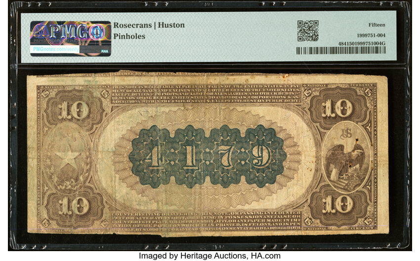 image for: Flatonia, TX - $10 1882 Brown Back Fr. 484 The First National Bank Ch. # (S)4179 PMG Choice Fine 15....