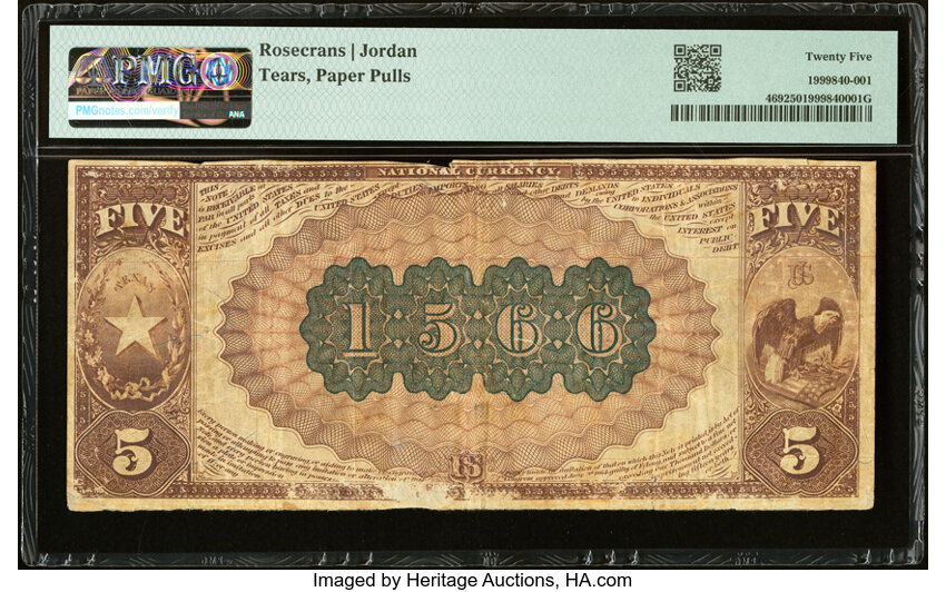 image for: Galveston, TX - $5 1882 Brown Back Fr. 469 The First National Bank Ch. # 1566 PMG Very Fine 25....