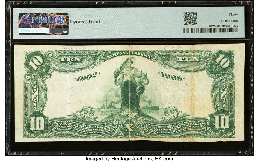 image for: Higgins, TX - $10 1902 Date Back Fr. 617 The First National Bank Ch. # (S)8179 PMG Very Fine 30....