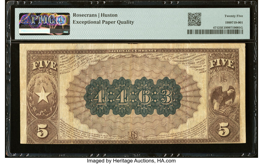 image for: Houston, TX - $5 1882 Brown Back Fr. 471 The Planters & Mechanics National Bank Ch. # (S)4463 PMG Very Fine 25 EPQ....