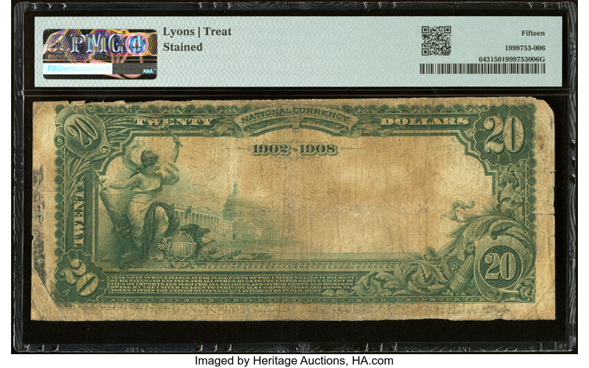 image for: Stephenville, TX - $20 1902 Date Back Fr. 643 The Farmers National Bank Ch. # (S)8054 PMG Choice Fine 15....