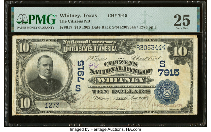 image for: Whitney, TX - $10 1902 Date Back Fr. 617 The Citizens National Bank Ch. # (S)7915 PMG Very Fine 25....