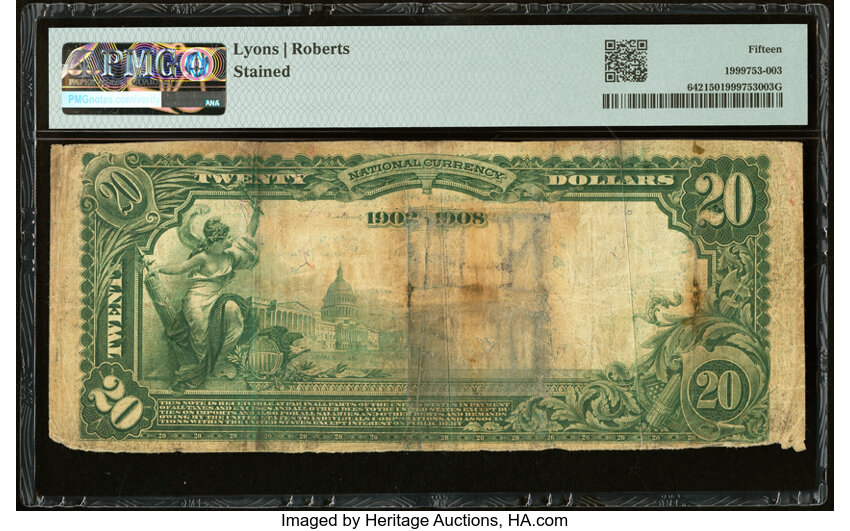 image for: Wortham, TX - $20 1902 Date Back Fr. 642 The First National Bank Ch. # (S)6686 PMG Choice Fine 15....