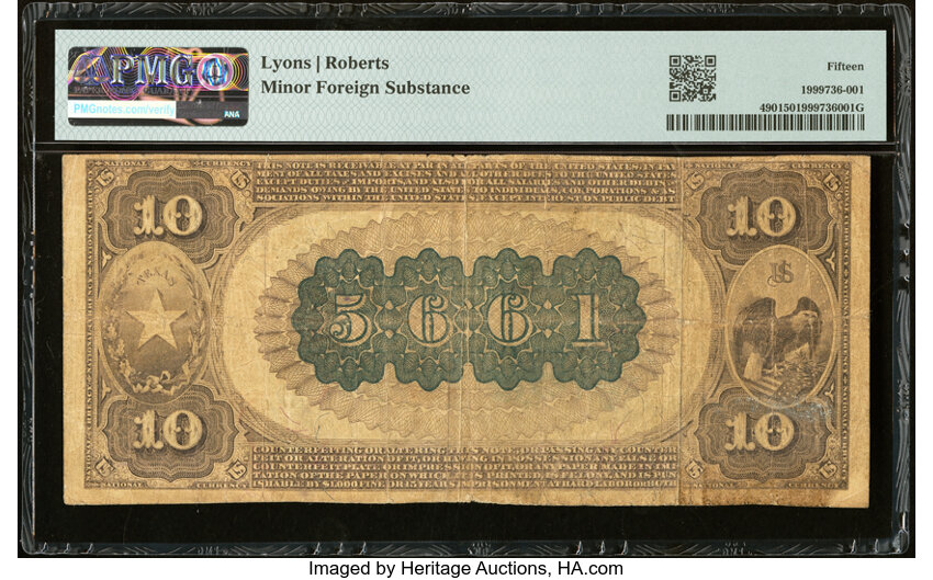 image for: Merkel, TX - $10 1882 Brown Back Fr. 490 The First National Bank Ch. # (S)5661 PMG Choice Fine 15....