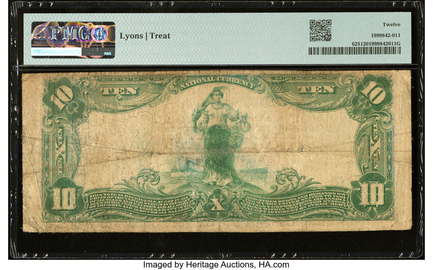 image for: Rising Star, TX - $10 1902 Plain Back Fr. 625 The First National Bank Ch. # 7906 PMG Fine 12....