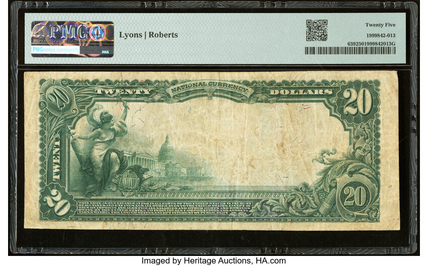 image for: Lott, TX - $20 1902 Red Seal Fr. 639 The First National Bank Ch. # (S) 6223 PMG Very Fine 25....