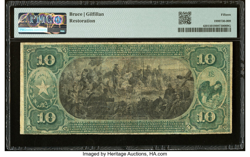 image for: El Paso, TX - $10 1875 Fr. 420 The First National Bank Ch. # 2532 PMG Choice Fine 15....