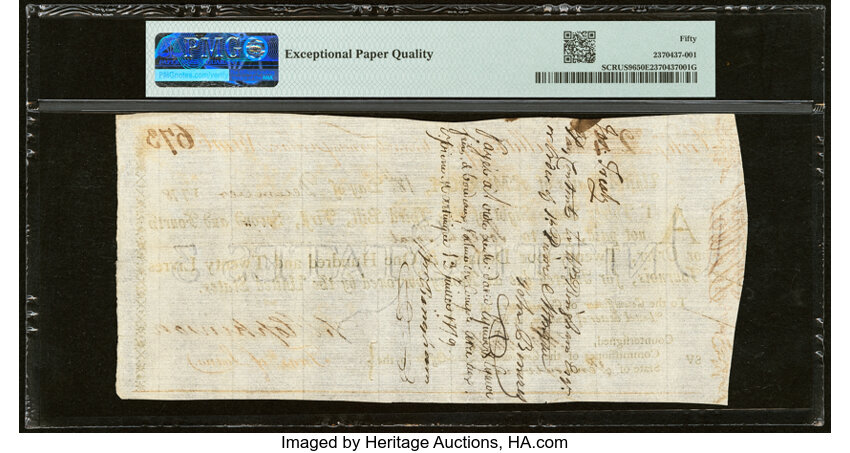 image for: Continental Loan Office in the State of Pennsylvania Third Bill of Exchange for $24/120 Livres Tournois Payable at Paris Decem...