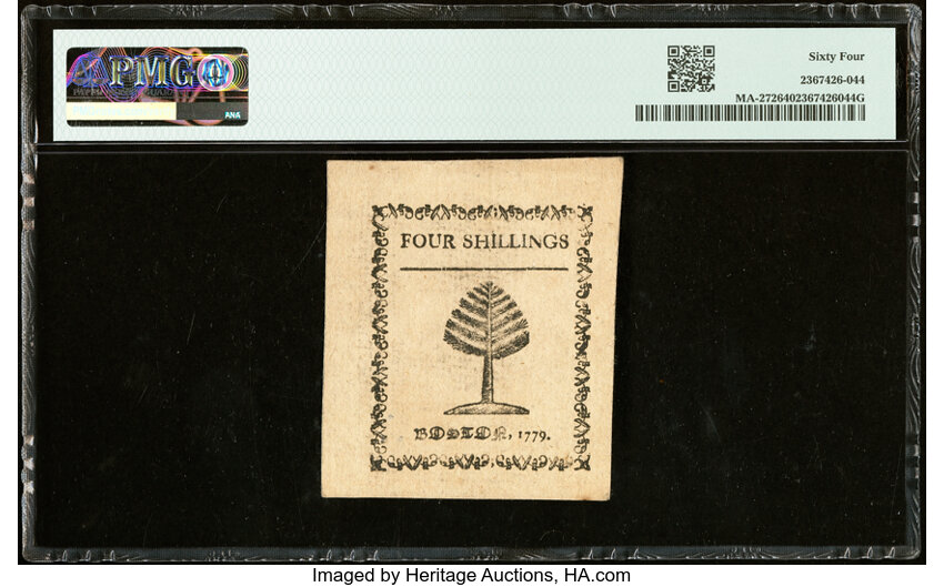 image for: Massachusetts 1779 4s PMG Choice Uncirculated 64....