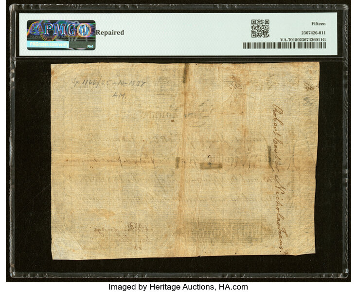image for: Virginia March 4, 1773 £5 PMG Choice Fine 15....