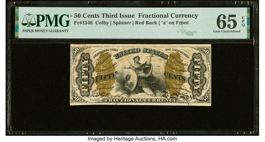 image for: Fr. 1346 50¢ Third Issue Justice PMG Gem Uncirculated 65 EPQ....