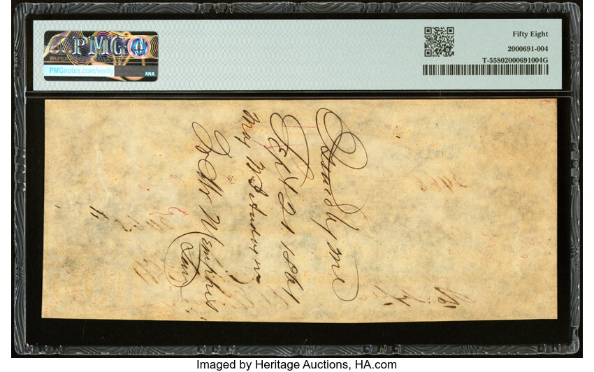 image for: Military Endorsement "Maj. W.J. Anderson QM" T5 $100 1861 PF-1 Cr. 5 PMG Choice About Unc 58....