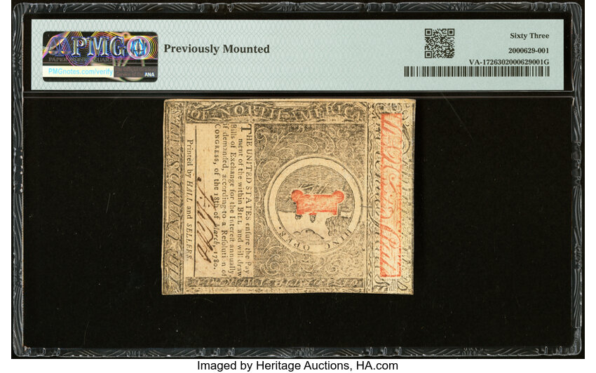image for: Virginia May 1, 1780 $2 PMG Choice Uncirculated 63....