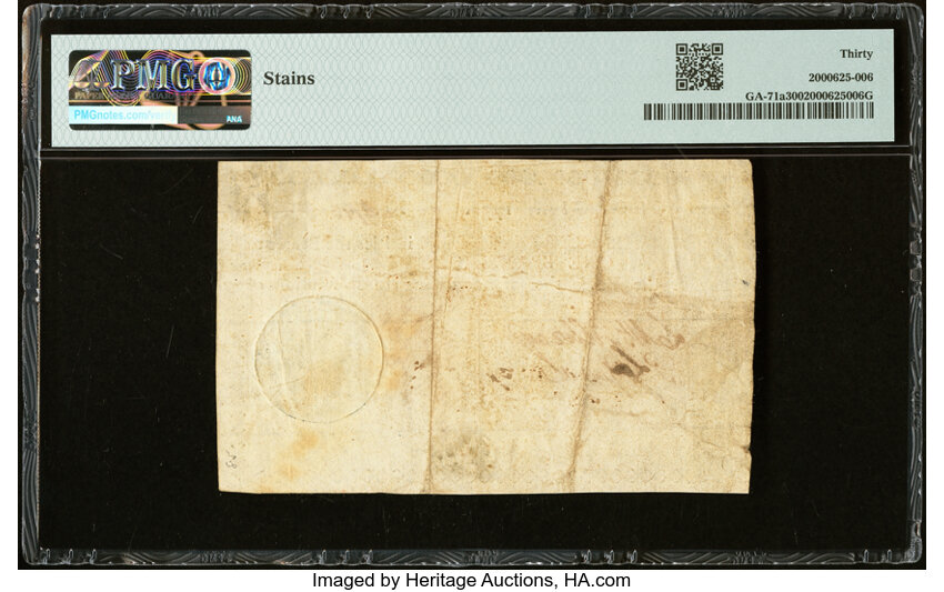image for: Georgia 1776 $1 PMG Very Fine 30....
