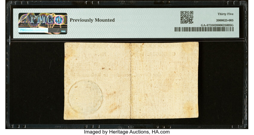 image for: Georgia 1777 $5 PMG Choice Very Fine 35....
