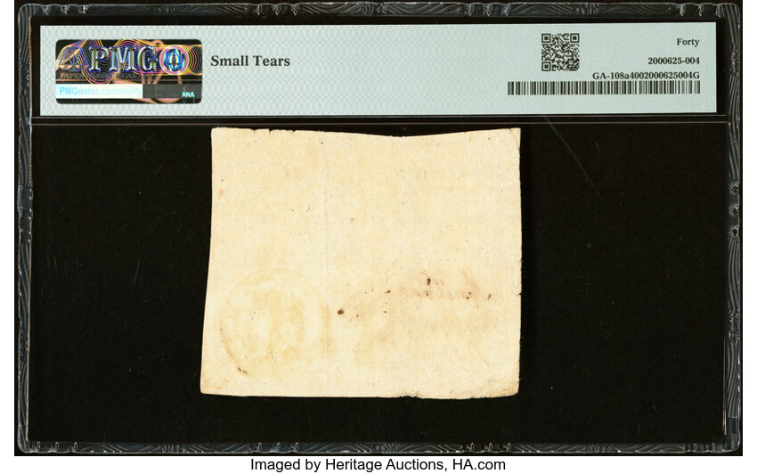 image for: Georgia June 8, 1777 $6 PMG Extremely Fine 40....