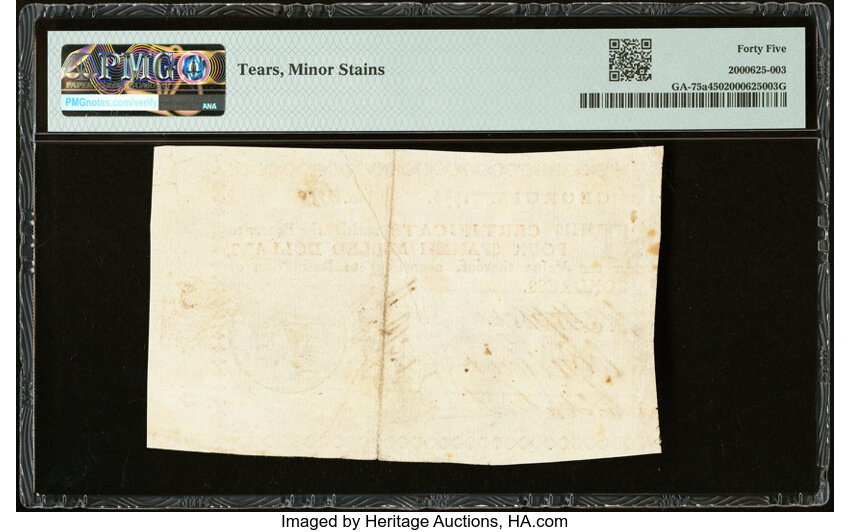 image for: Georgia 1776 $4 PMG Choice Extremely Fine 45....