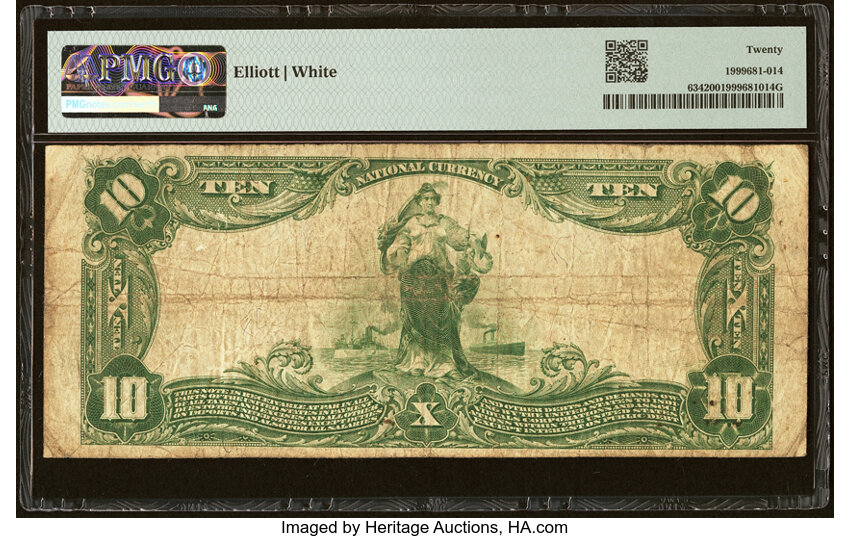 image for: Winter Haven, FL - $10 1902 Plain Back Fr. 634 The American National Bank Ch. # 12100 PMG Very Fine 20....