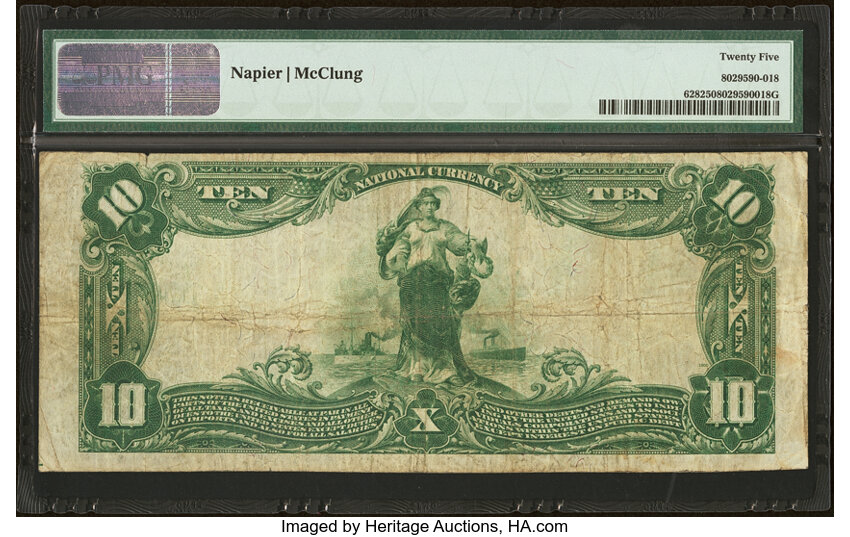 image for: Leominster, MA - $10 1902 Plain Back Fr. 628 The Merchants National Bank Ch. # 10059 PMG Very Fine 25....