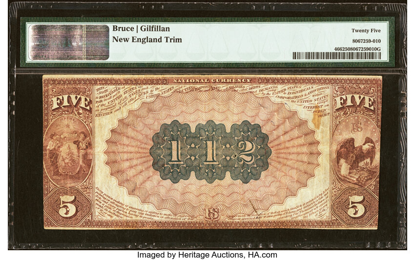 image for: Bangor, ME - $5 1882 Brown Back Fr. 466 The First National Bank Ch. # 112 PMG Very Fine 25....
