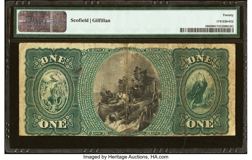 image for: New Bedford, MA - $1 1875 Fr. 386 The First National Bank Ch. # 261 PMG Very Fine 20....