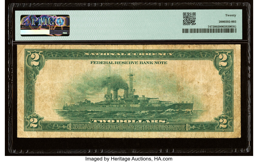 image for: Fr. 747 $2 1918 Federal Reserve Bank Note PMG Very Fine 20....