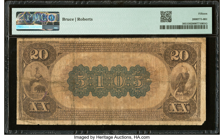image for: San Francisco, CA - $20 1882 Brown Back Fr. 503 The Nevada National Bank Ch. # (P)5105 PMG Choice Fine 15....