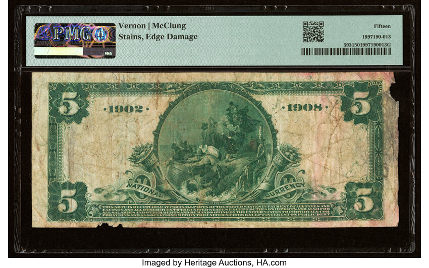 image for: Martinsville, VA - $5 1902 Date Back Fr. 593 The Peoples National Bank Ch. # (S)9847 PMG Choice Fine 15....