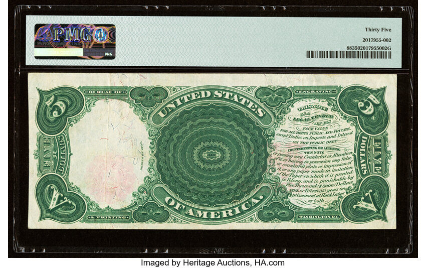 image for: Fr. 88 $5 1907 Legal Tender PMG Choice Very Fine 35....