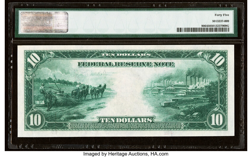 image for: Fr. 906 $10 1914 Federal Reserve Note PMG Choice Extremely Fine 45....
