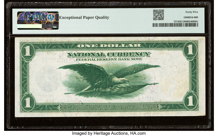 image for: Fr. 737 $1 1918 Federal Reserve Bank Note PMG Choice Extremely Fine 45 EPQ....