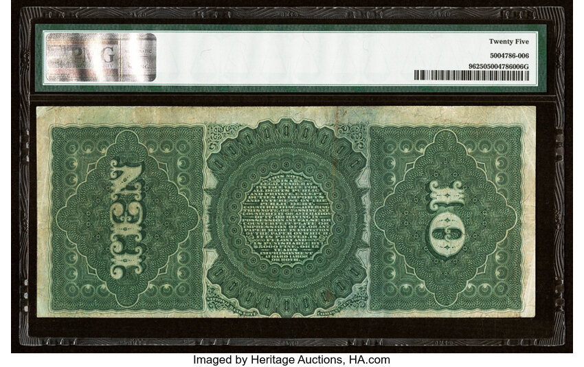 image for: Fr. 96 $10 1869 Legal Tender PMG Very Fine 25....