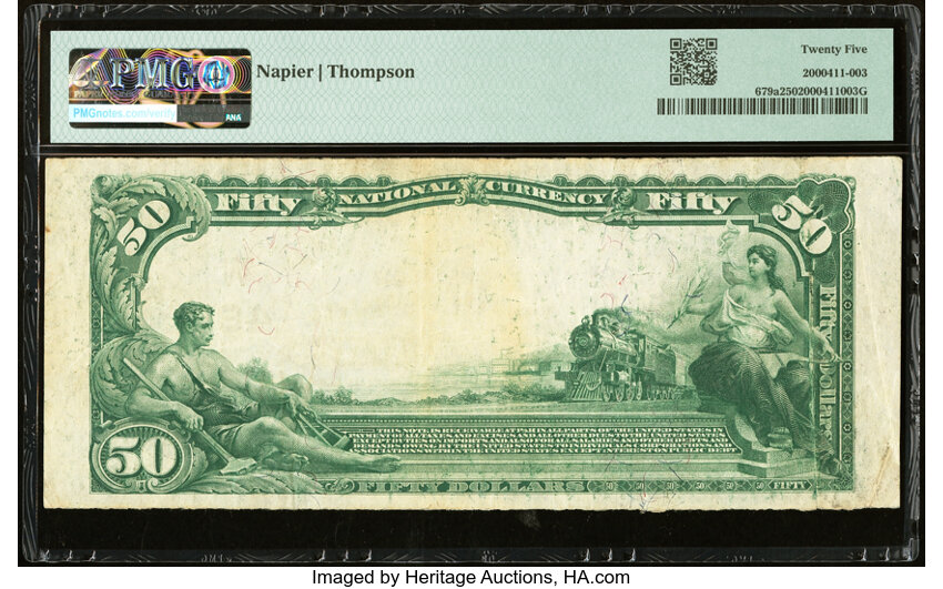 image for: Oklahoma City, OK - $50 1902 Plain Back Fr. 679a First National Bank Ch. # (W)4862 PMG Very Fine 25....