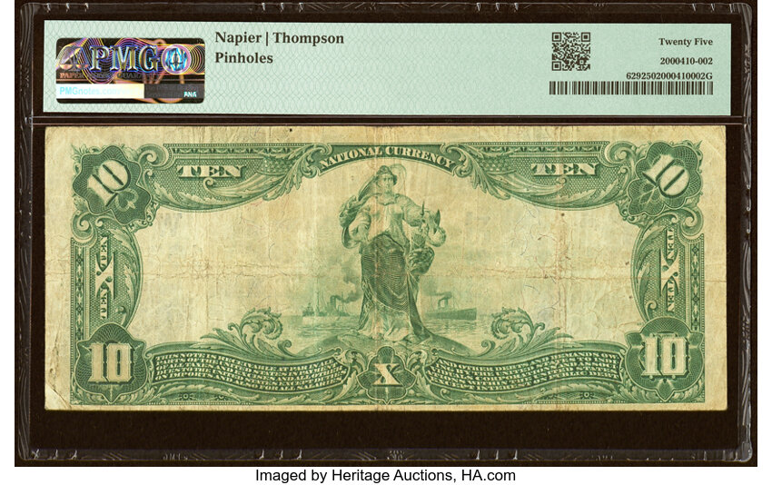 image for: Muskogee, OK - $10 1902 Plain Back Fr. 629 The Exchange National Bank Ch. # (W)10321 PMG Very Fine 25....