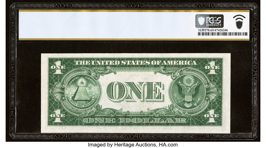 image for: Fr. 1613W* $1 1935D Wide Silver Certificate Star Note. *-B Block. PCGS Banknote Gem Unc 65 PPQ....