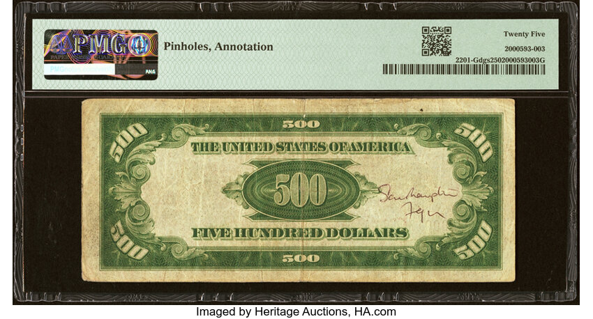 image for: Fr. 2201-G $500 1934 Federal Reserve Note. PMG Very Fine 25....