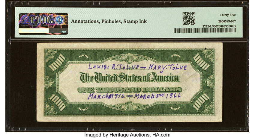 image for: Fr. 2212-L $1,000 1934A Federal Reserve Note. PMG Choice Very Fine 35....