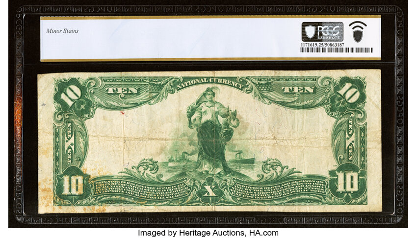 image for: Noblesville, IN - $10 1902 Plain Back Fr. 627 The American National Bank Ch. # 9756 PCGS Banknote Very Fine 25....